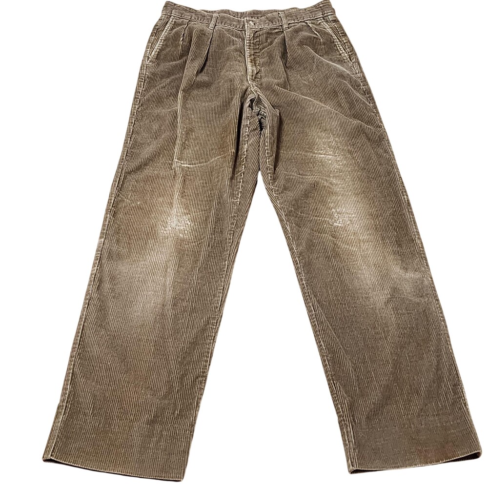 Alexander's Pants Mens 35x31 Beige Corduroy Southern Prep Haberdashery Thrashed